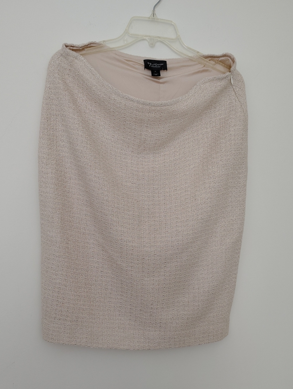 St. John Light Cream Tweed Pencil Skirt Size 12
